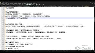 SQL RoadMap Topics