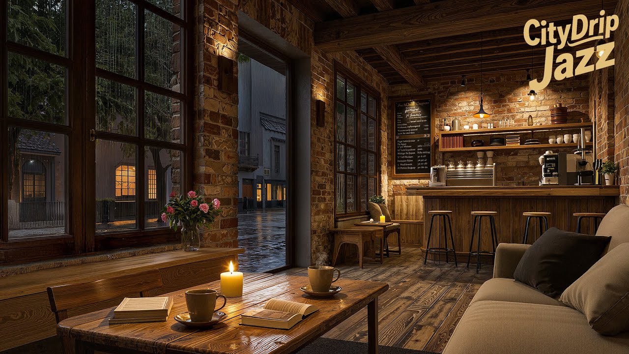 Relaxing Jazz Music ☕ Cozy Coffee Shop at Night | Smooth Piano Jazz for Relax,Study,Work