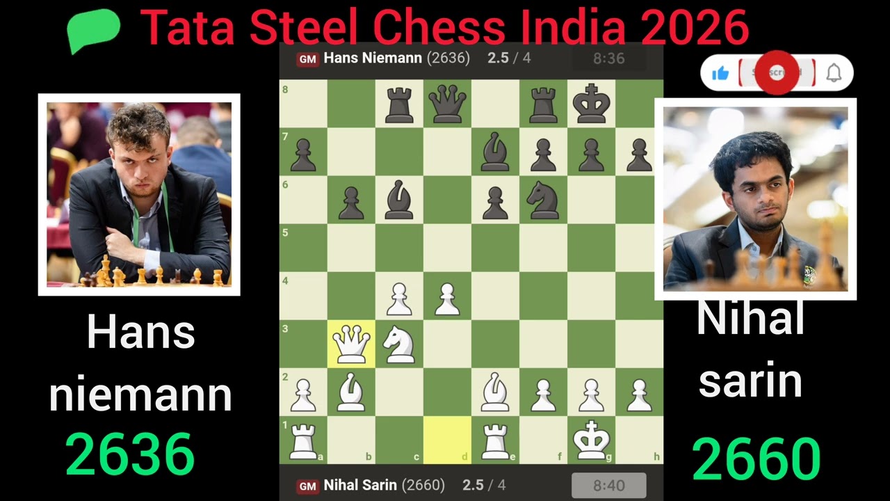 Hans Niemann vs Nihal sarin | Tata Steel chess india 