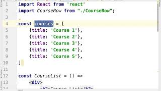 224 Iterating over an object array as React components   Course rows