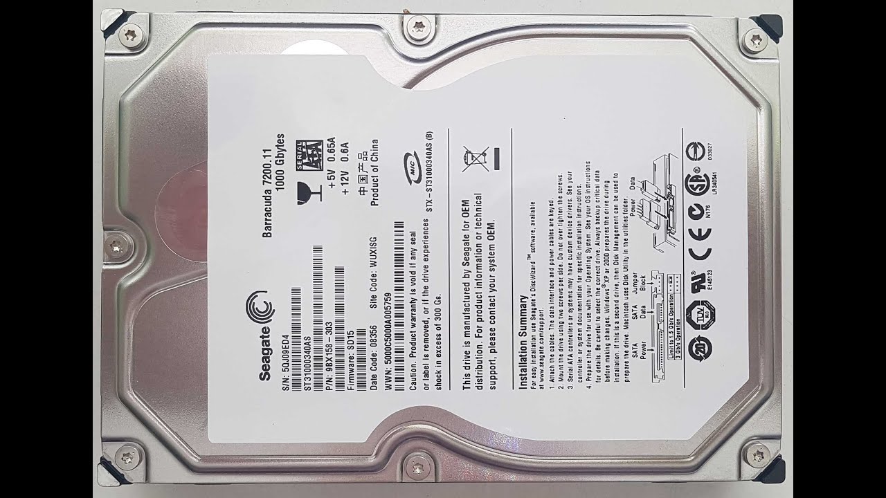 Seagate sata 1000gb barracuda 7200.11 st31000340as