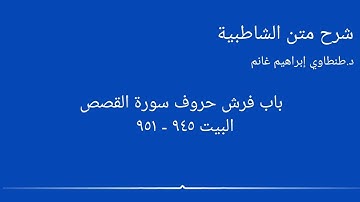 شرح الشاطبية || د.طنطاوي إبراهيم غانم || سورة القصص