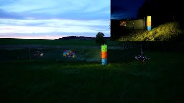 Predictive Control and Stabilization of a Formation of UAVs Filming in Dark Conditions