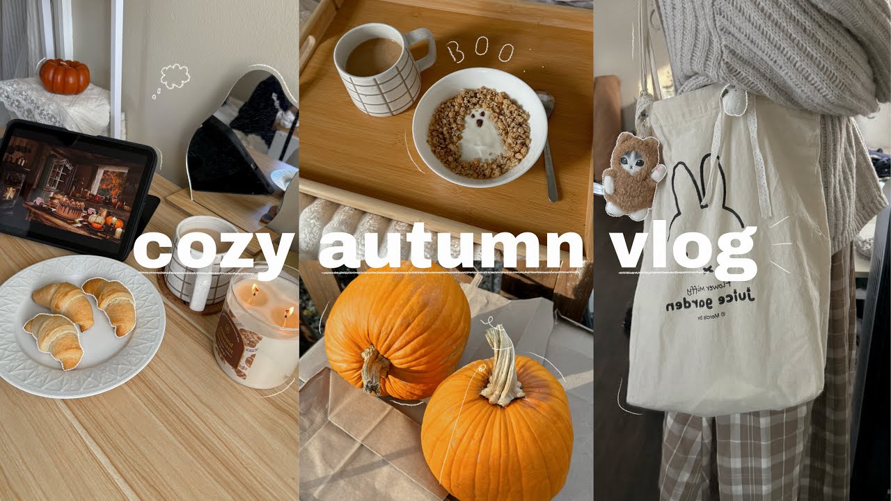 COZY AUTUMN VLOG 🥐🧸 staying in, cleaning, baking & cooking, relaxing, no talking
