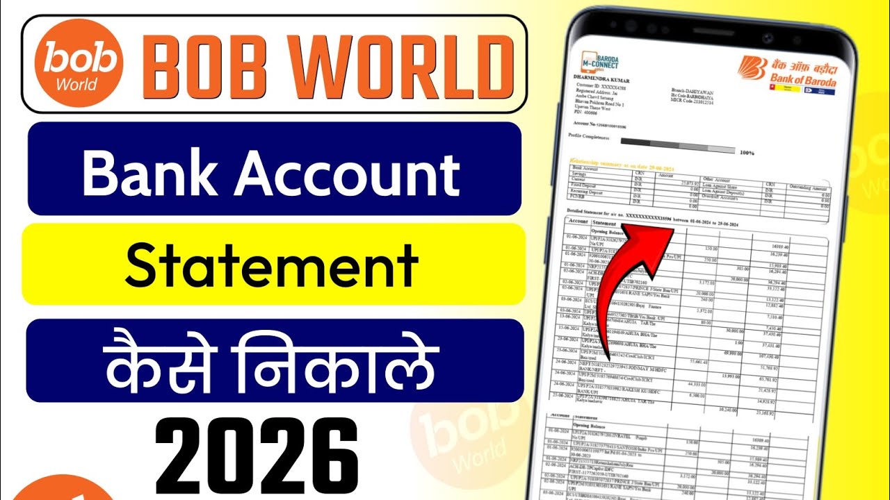 Bank of baroda bank statement kaise nikale | Bob world app se statement kaise nikale 2026 