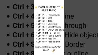 Excel Shortcut keys #computer
