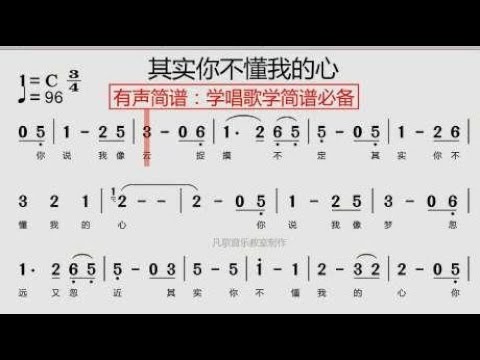 中老年学音乐：《其实你不懂我的心》有声简谱