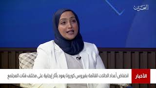 البحرين مركز الأخبار : إنخفاض أعداد الحالات القائمة بفيروس كورونا يعود بآثار إيجابية على المجتمع