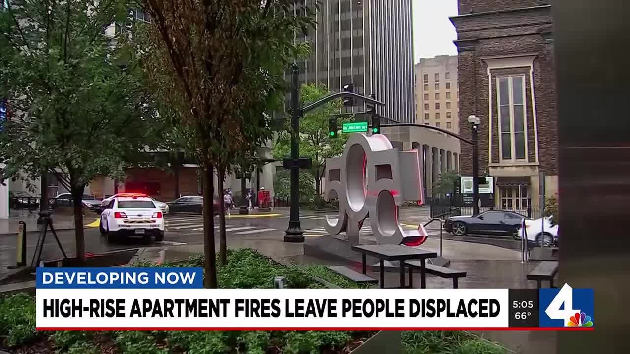 high-rise apartment fire leaves people displaced - YouTube