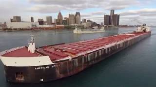 American Spirit + LaFarge Innovation barge - Downbound Detroit 1/14/18