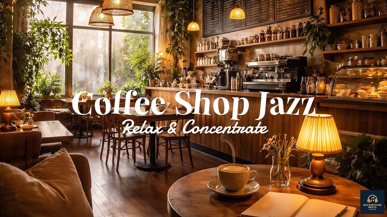 Relaxing Coffee Shop Jazz ☕ 4K Café Ambience for Studying, Working & Reading