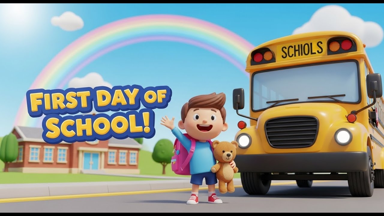 🎒 Hooray! It’s My First Day of School 🎉 | 3D Kids Song 👧🚌👦 Sing Along ...