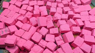 Full cube crushing Extra Soft dark pink gymchalk buttery+crispy | oddly satisfying | ASMR  screenshot 4