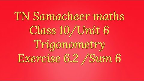 Sum 6 Exercise 6.2 Class 10 Heights and distances Unit 6 Samacheer maths Nithyaganesh Maths