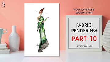 Learn how to draw fur & sequin on Fashion illustration | Easy Fabric Rendering tutorial Sanyam Jain