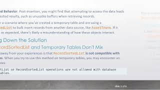 Solving Performance Issues with RecordSortedList and Temporary Tables in Dynamics 365 Operations