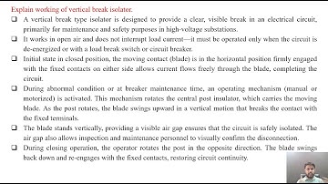 SGP Video short on Explain working of vertical break isolator in English