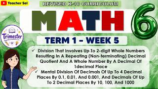 Math 6 Term 1 Week 5 -  Division That Involves Up To 2-digit Whole Numbers
