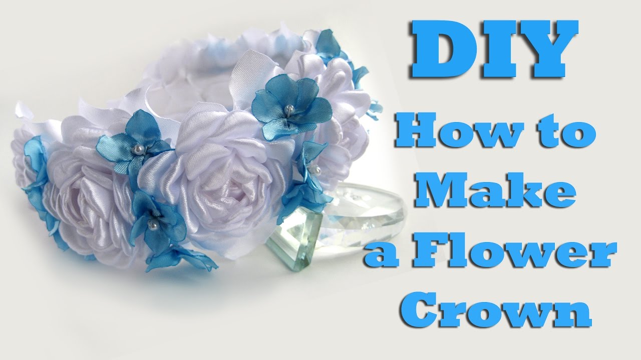 DIY How to make a flower crown of satin ribbon / Kanzashi YouTube