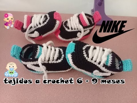 zapatitos nike tejidos a crochet para bebe - YouTube