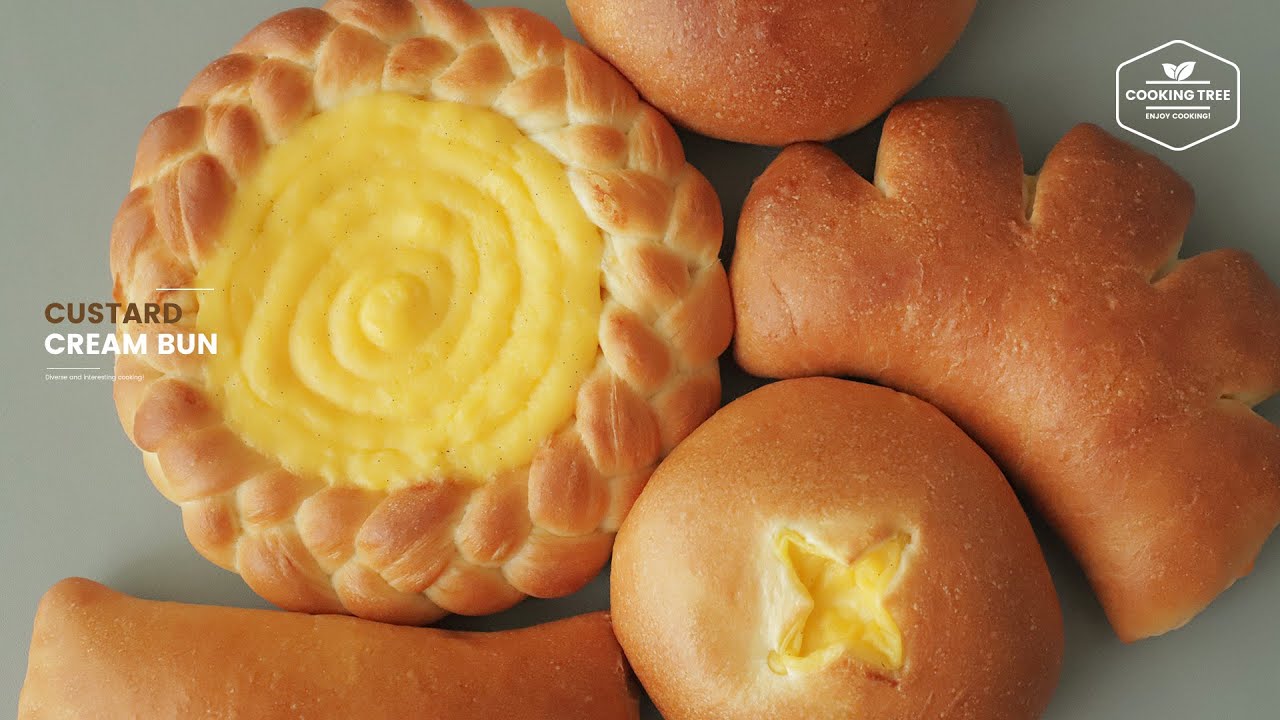 ⁣손반죽👏🏻 커스터드 크림빵 (슈크림빵) 만들기, 전자레인지 커스터드 크림 : Custard Cream Bun Recipe | Cooking tree