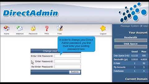 19) How to change your password in Direct Admin