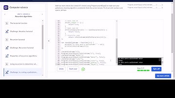 Challenge Is A String A Palindrome Khan Academy