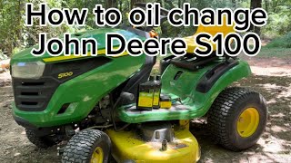 Changing oil in John Deere S100 lawn mower 