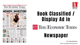 How to book Classified / Display Ad in Economics Times Online. Call: 9821984000 #ET #newspaperad