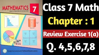 Class 7 Math Chapter 1 Review Exercise 1 (a) Question 4,5,6,7,8 | Class 7 Math Review Exercise 1 (a)