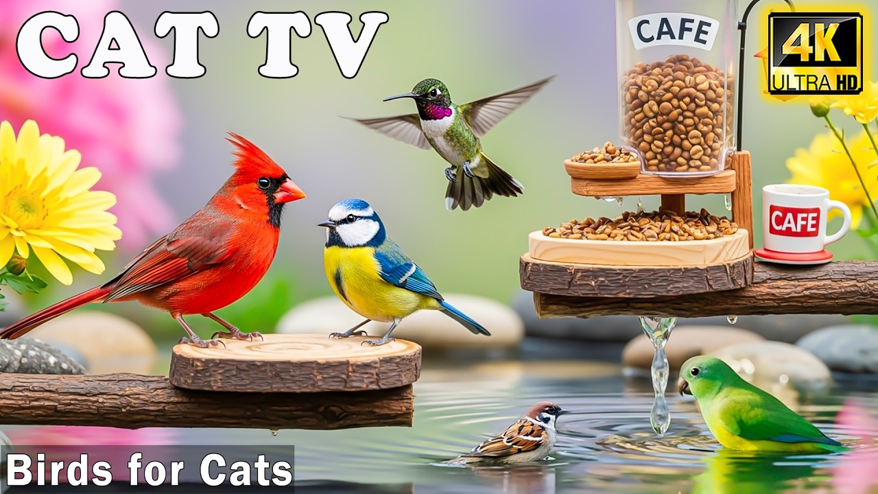 Bird Videos for Cats: Relaxing Garden Birds Singing for Cats to Calm & Happy - CAT TV for Home Alone