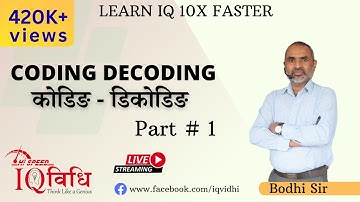 Coding - Decoding (कोडिंग-डिकोडिंग) | Basic Concept | Part 1 | By Bodhi Sir | IQ Vidhi