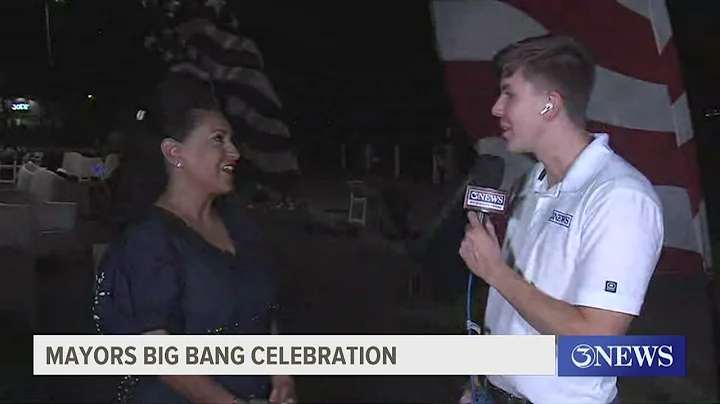 Brandon Schaff speaks to Mayor Paulette Guajardo at the Big Bang Celebration