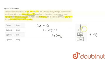 Three blocks with masses m, 2m and 3m are connected by strings | Class 12 Physics | Doubtnut