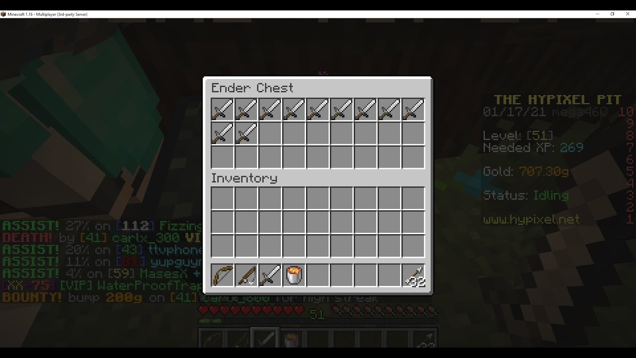Minecraft Hypixel dupe glitch The Pit - YouTube