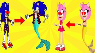 Sonic3 Sonic Super Sonic Amy Become Mermaid Kim 100