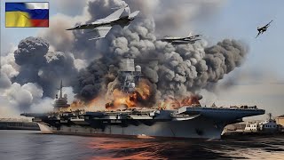 HUGE EXPLOSION, Crazy Action of US F-16 Pilot Destroys Russian Aircraft Carrier! in the black sea