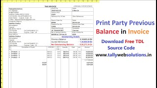 (Download Free TDL Source Code) Print Party Previous Balance in Invoice in Tally Prime