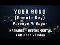 YOUR SONG - FEMALE KEY - FULL BAND KARAOKE - INSTRUMENTAL - PAROKYA NI EDGAR