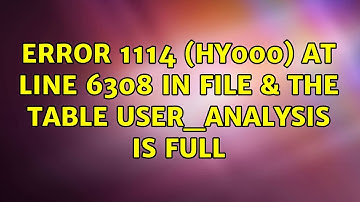ERROR 1114 (HY000) at line 6308 in file & The table user_analysis is full