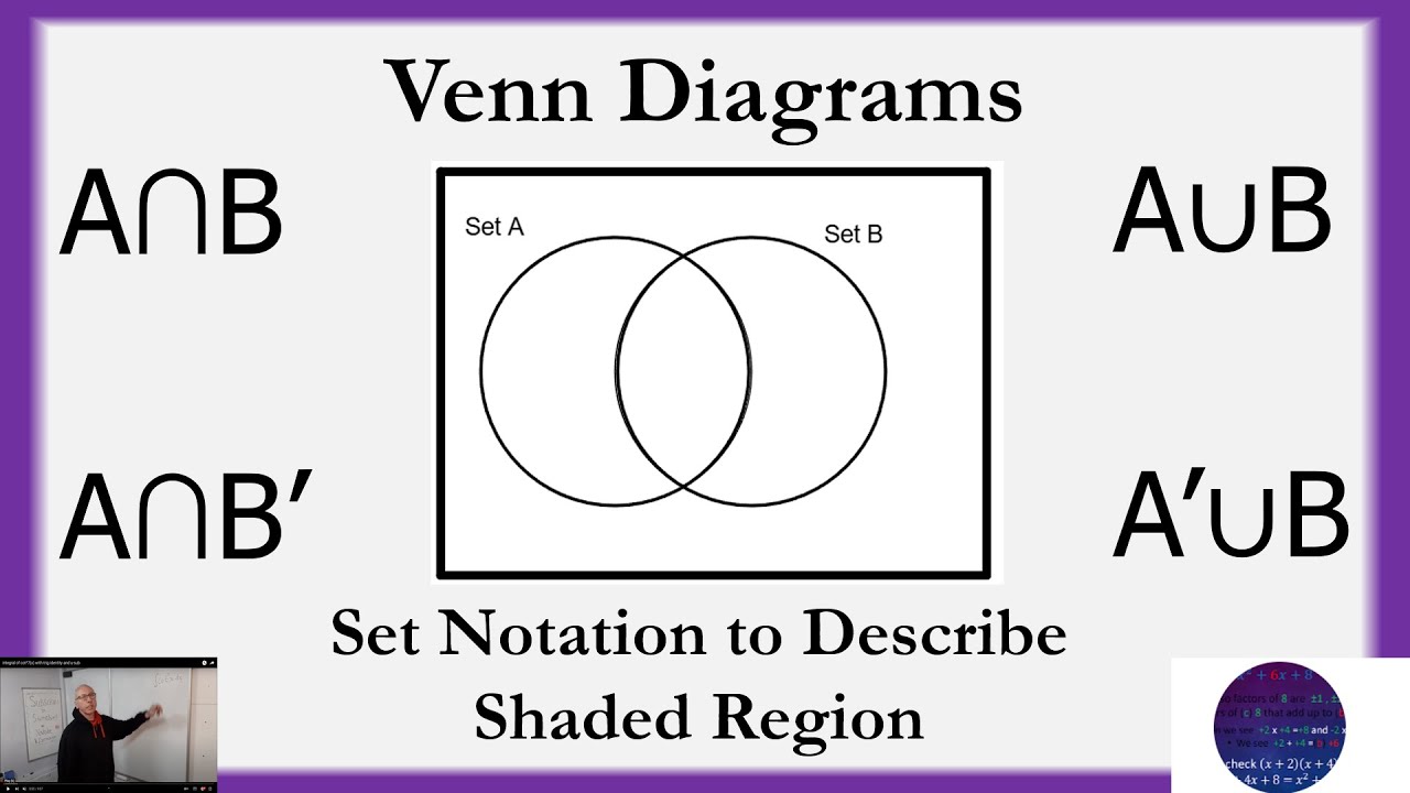 2 Way Venn Diagrams Shaded Region Set Notation - YouTube