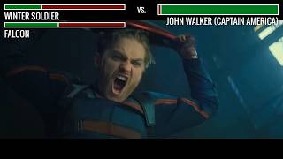 Winter Soldier and Falcon vs. John Walker fight WITH HEALTHBARS | HD | Falcon and the Winter Soldier