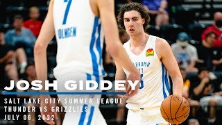 Highlights | Josh Giddey at 2022 Salt Lake City Summer League | OKC Thunder vs Grizzlies | 7/6/2022