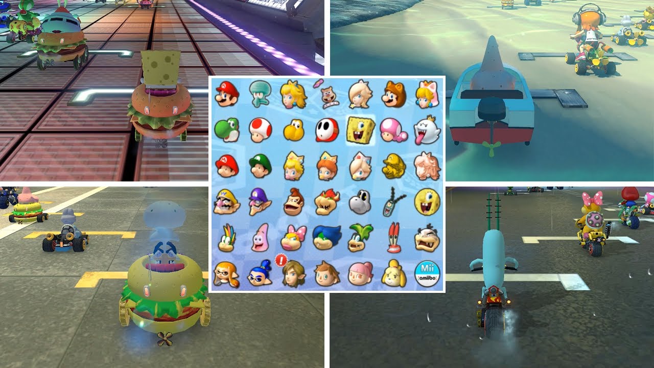 Mario Kart 8 Deluxe Spongebob DLC Pack (All Playable Characters) YouTube