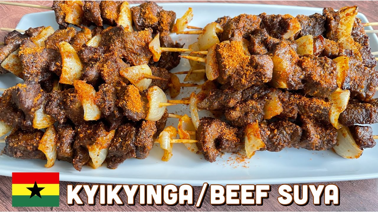 GHANA BEEF KEBAB || KYIKYINGA || HOW TO MAKE BEEF SUYA KEBAB || BEE'SKITCHEN