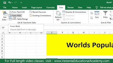 MS Excel - Import Data from Web I Vedanta Educational Academy I UrsRaviTelugu