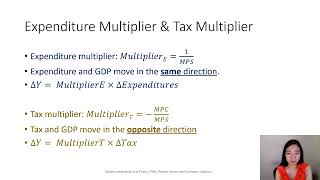 Aggregate Expenditure 11: Differentiate Expenditure Multiplier & Tax Multipliers