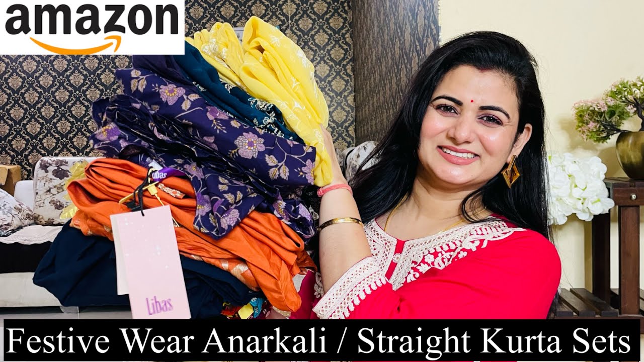 Festive Wear Amazon Kurta Set Haul,Embroidered Kurta Pant With Dupatta,Flared Anarkali Kurta Palazzo