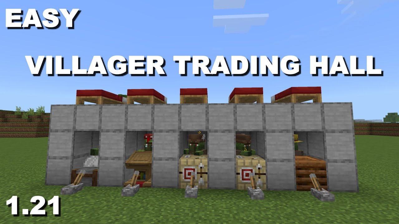 Easiest VILLAGER TRADING HALL For Minecraft Bedrock 1.21 ! - YouTube