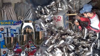 How to make stainless steel water glass ! Amazing Process ! Big And Small Size Water Glass